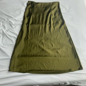 J Crew- Olive Green Silky Skirt Midi